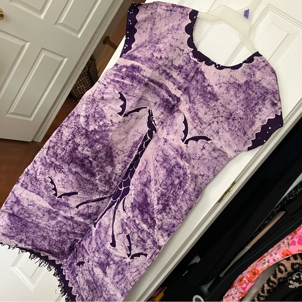 Nigerian Purple Giraffe Print Batik Dress